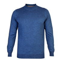 Blue Semi-Turtleneck Regular Fit Wool Knit Sweater