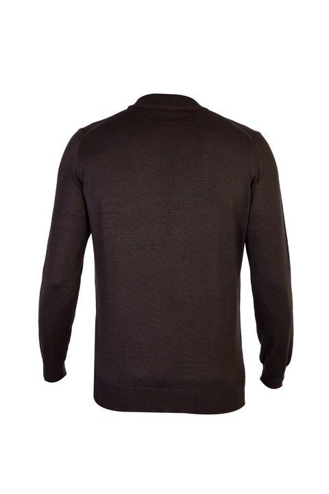 Coffee Brown Half Turtleneck Regular Fit Wool Knit Sweater
