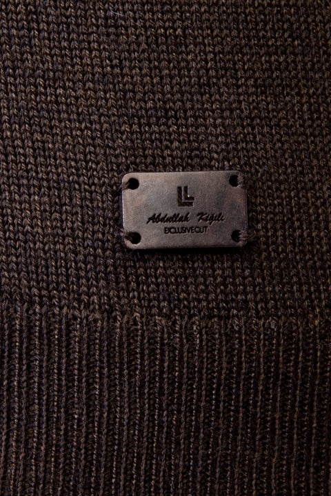 Coffee Brown Half Turtleneck Regular Fit Wool Knit Sweater