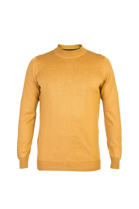 Light Brown - Camel Half Turtleneck Regular Fit Wool Knit Sweater