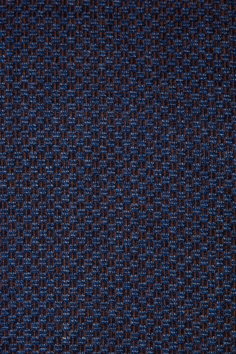 Navy Blue Half Turtleneck Wool Patterned Knit Sweater