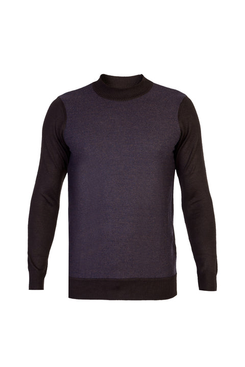 Coffee Brown Half Turtleneck Regular Fit Wool Knit Sweater