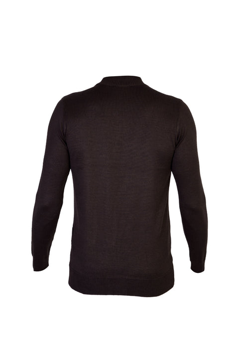 Coffee Brown Half Turtleneck Regular Fit Wool Knit Sweater