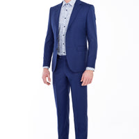 Navy Blue 6 Drop Regular Fit Standard Cut Patterned Suit