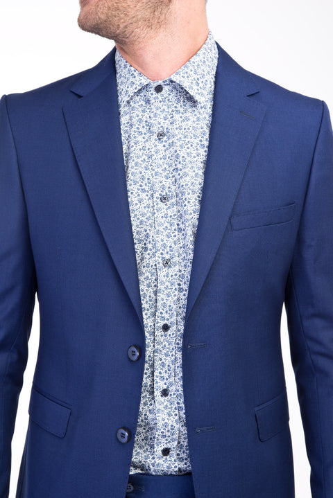 Navy Blue 6 Drop Regular Fit Standard Cut Patterned Suit