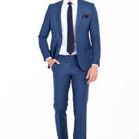 Blue 6 Drop Regular Fit Standard Cut Patterned Suit