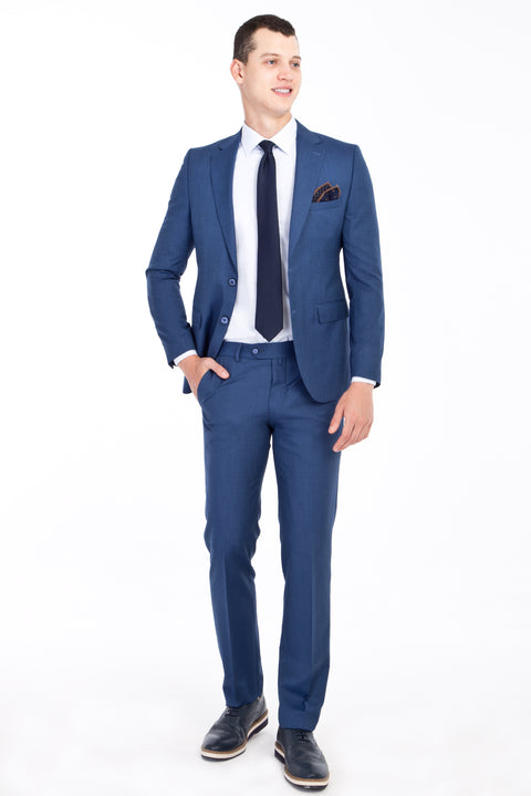 Blue 7 Drop Slim Fit Patterned Suit