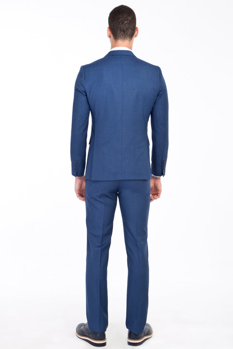 Blue 7 Drop Slim Fit Patterned Suit