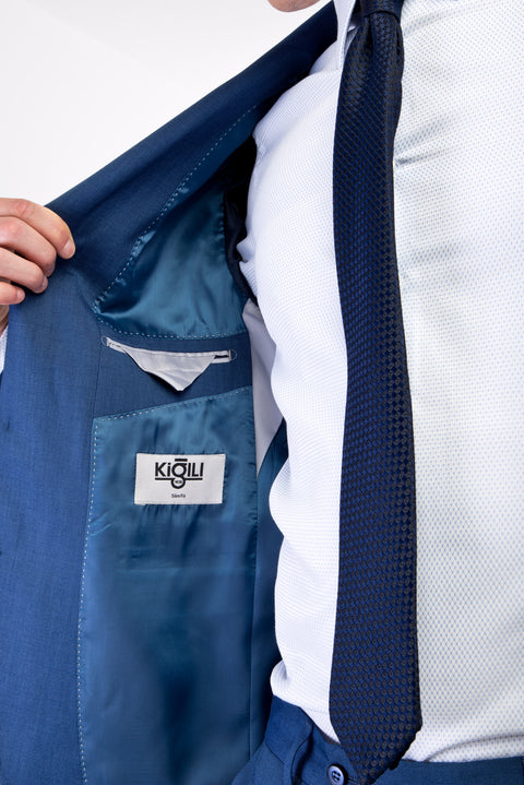 Blue 7 Drop Slim Fit Patterned Suit