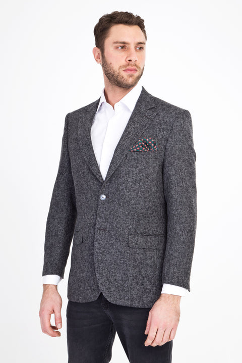 Füme Gri 4 Drop Relaxed Fit Rahat Kesim Klasik Desenli Ceket