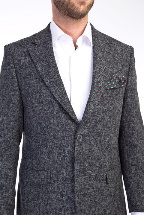 Füme Gri 4 Drop Relaxed Fit Rahat Kesim Klasik Desenli Ceket