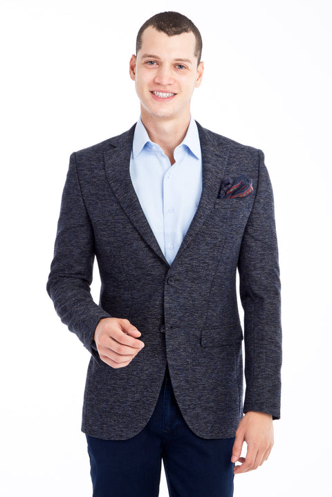 Lacivert 4 Drop Relaxed Fit Rahat Kesim Desenli Ceket