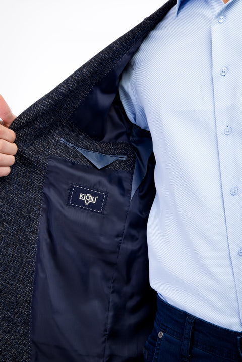 Lacivert 4 Drop Relaxed Fit Rahat Kesim Desenli Ceket