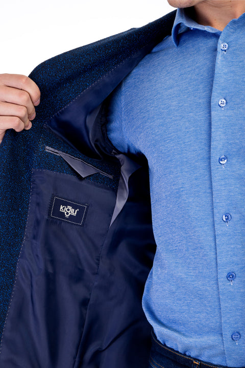 Mavi 4 Drop Relaxed Fit Rahat Kesim Desenli Ceket