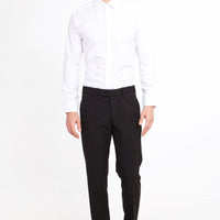 Black 6 Drop Regular Fit Standard Cut Lycra Classic Fabric Trousers