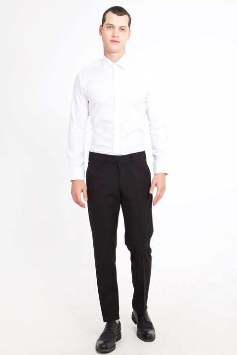 Black 6 Drop Regular Fit Standard Cut Lycra Classic Fabric Trousers