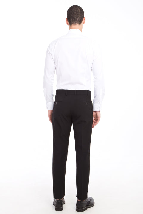 Black 6 Drop Regular Fit Standard Cut Lycra Classic Fabric Trousers