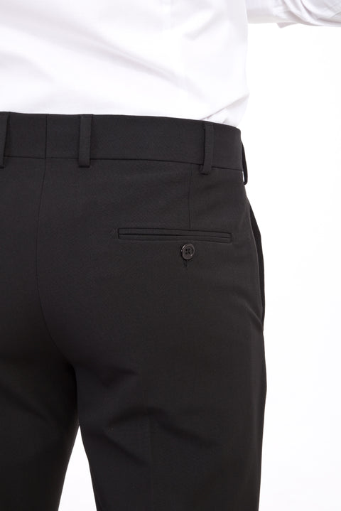 Black 6 Drop Regular Fit Standard Cut Lycra Classic Fabric Trousers