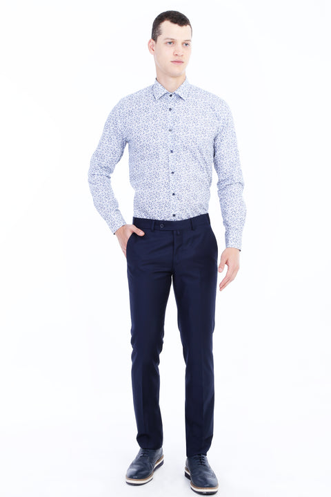 Lacivert 7 Drop Slim Fit Dar Kesim Klasik Kumaş Pantolon