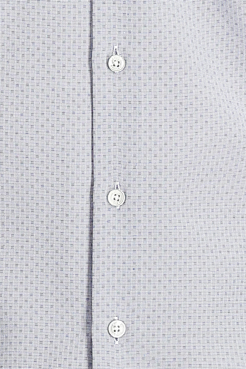 Navy Blue Long Sleeve Slim Fit Patterned Shirt