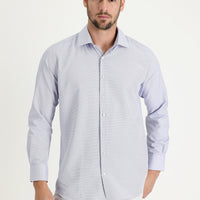 Navy Blue Long Sleeve Slim Fit Patterned Shirt