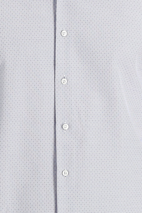 Navy Blue Long Sleeve Slim Fit Patterned Shirt