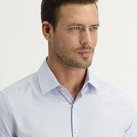 Light Blue Long Sleeve Patterned Slim Fit Shirt
