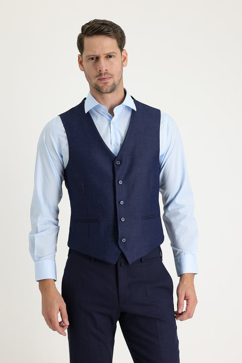 Navy Blue Eyelet Classic Vest