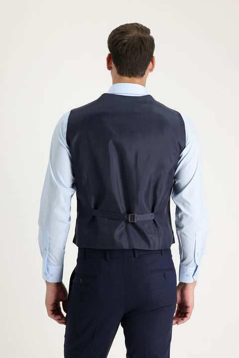 Navy Blue Eyelet Classic Vest