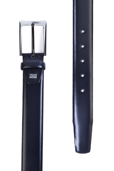 Navy Blue Classic Leather Belt