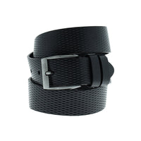 Black Sport Patterned Leather Belt