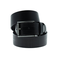 Black Sport Patterned Leather Belt