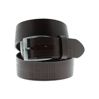 Coffee Sport Patterned Leather Belt