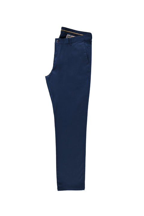 Dark Blue Relaxed Fit Stretch Canvas / Chino Trousers