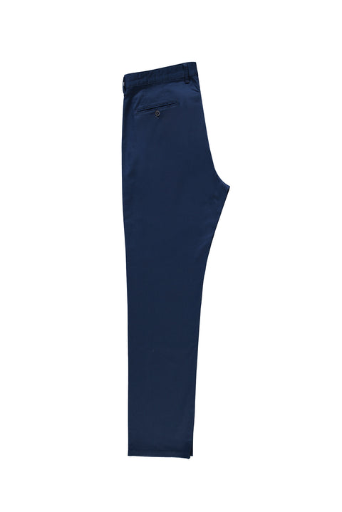 Dark Blue Relaxed Fit Stretch Canvas / Chino Trousers