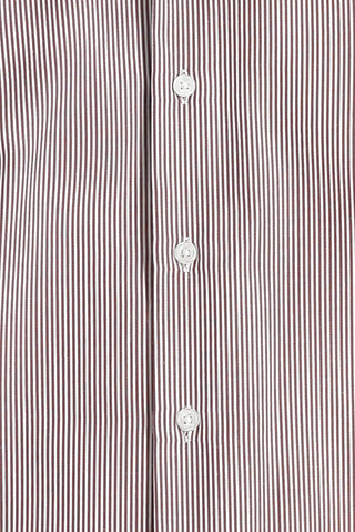  Açık Bordo Uzun Kol Slim Fit Dar Kesim Çizgili Pamuklu Kolay Ütülenebilir Gömlek