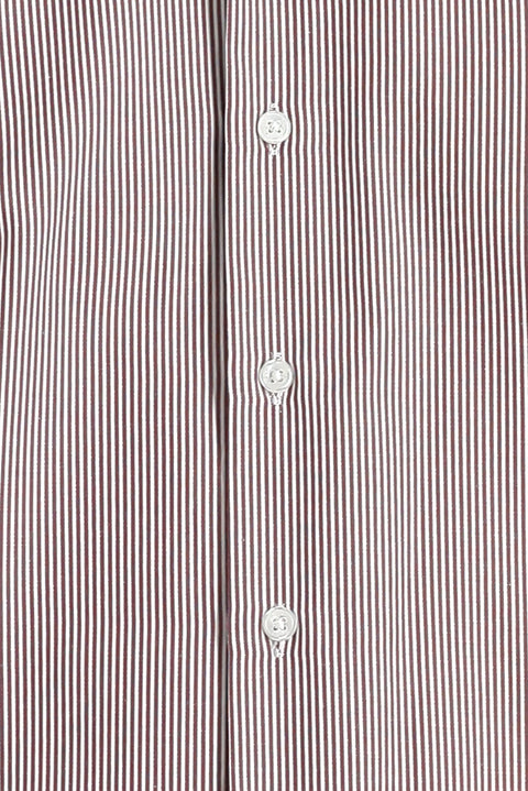 Light Burgundy Long Sleeve Slim Fit Striped Cotton Easy-Iron Shirt