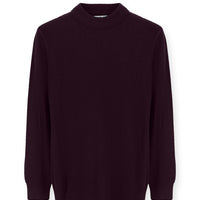 Plum Half Turtleneck Slim Fit Striped Cotton Knit Sweater