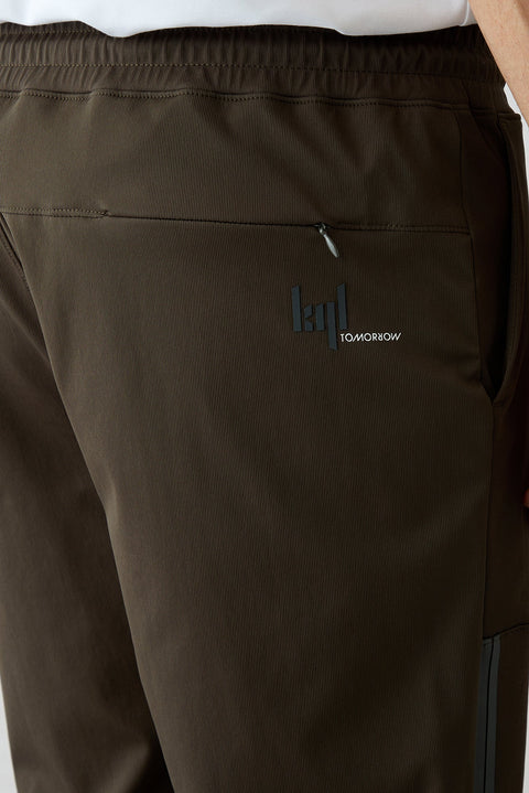Orta Haki Techno-Line Cepli Beli Lastikli Cepli Likralı Esnek Sweatpant / Eşofman Altı