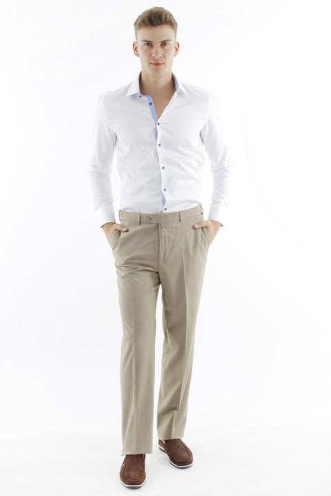 Bej 6 Drop Regular Fit Standart Kesim Klasik Kumaş Pantolon
