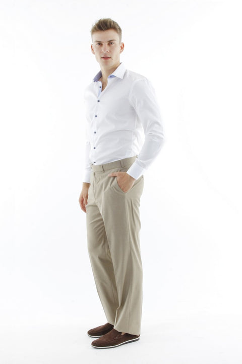 Bej 6 Drop Regular Fit Standart Kesim Klasik Kumaş Pantolon