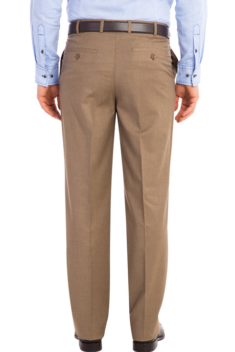 Light Brown - Camel 6 Drop Regular Fit Standard Cut Classic Fabric Trousers