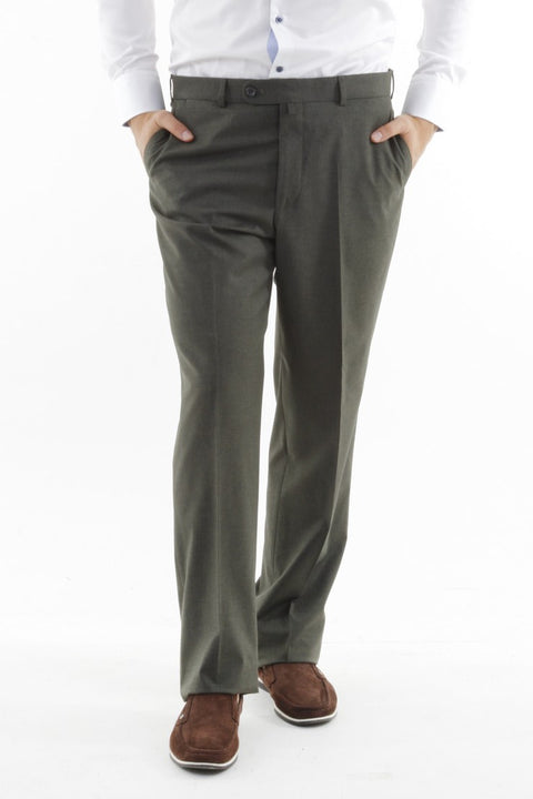Dark Green 6 Drop Regular Fit Standard Cut Classic Fabric Trousers