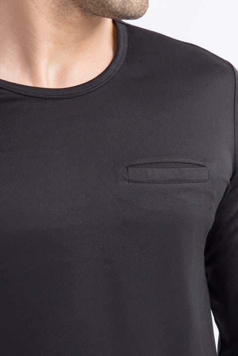Black Crew Neck Regular Fit Cotton Sweatshirt