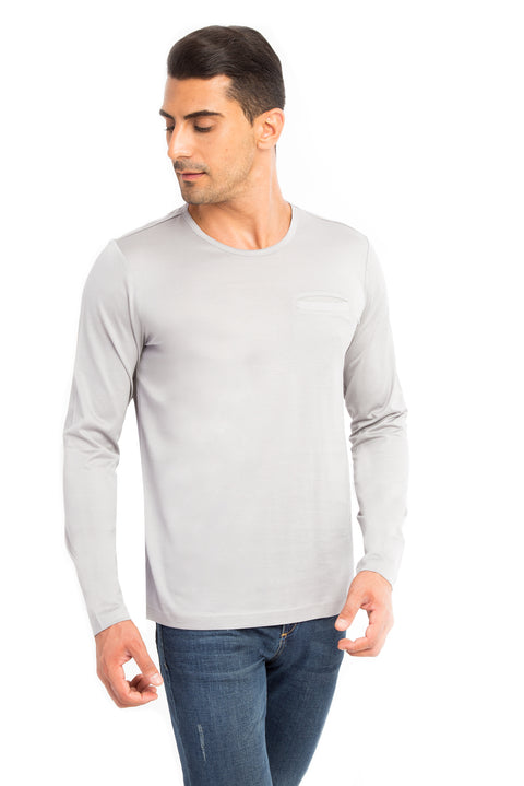 Medium Gray Crew Neck Regular Fit Cotton Sweatshirt