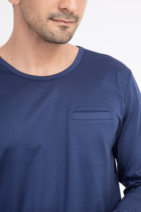 Navy Blue Crew Neck Regular Fit Cotton Sweatshirt