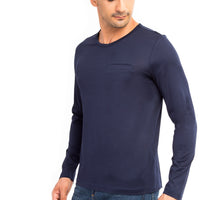 Blue Crew Neck Regular Fit Cotton Sweatshirt