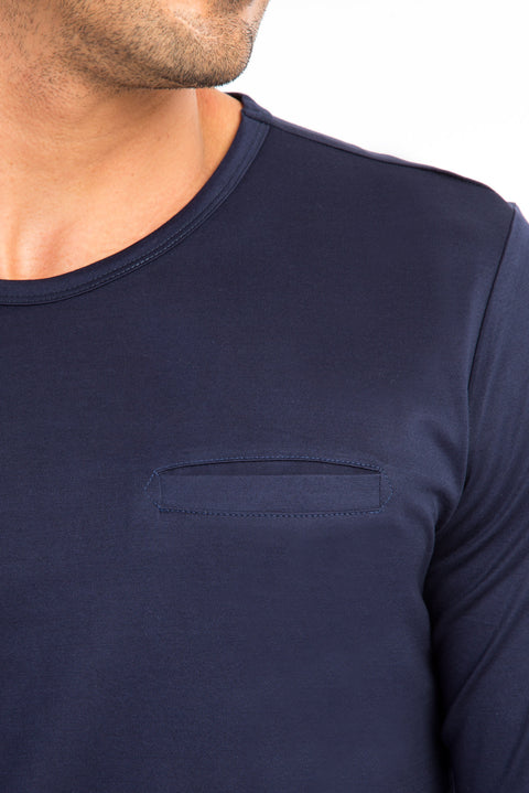 Blue Crew Neck Regular Fit Cotton Sweatshirt