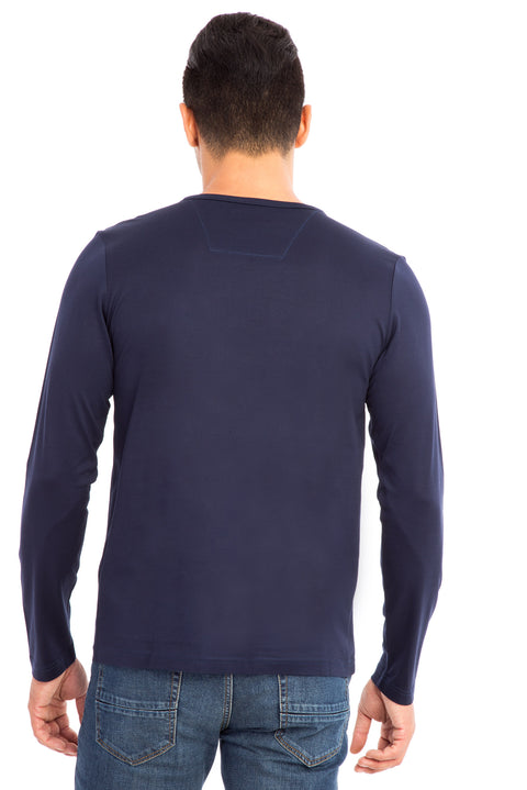 Blue Crew Neck Regular Fit Cotton Sweatshirt