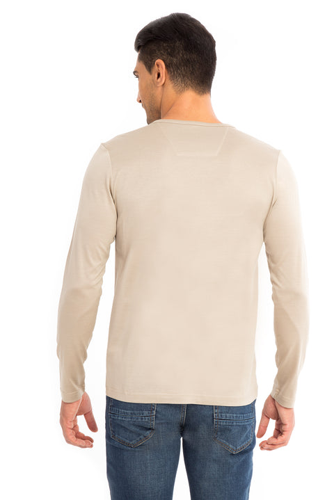 Bej Bisiklet Yaka Regular Fit Pamuk Sweatshirt